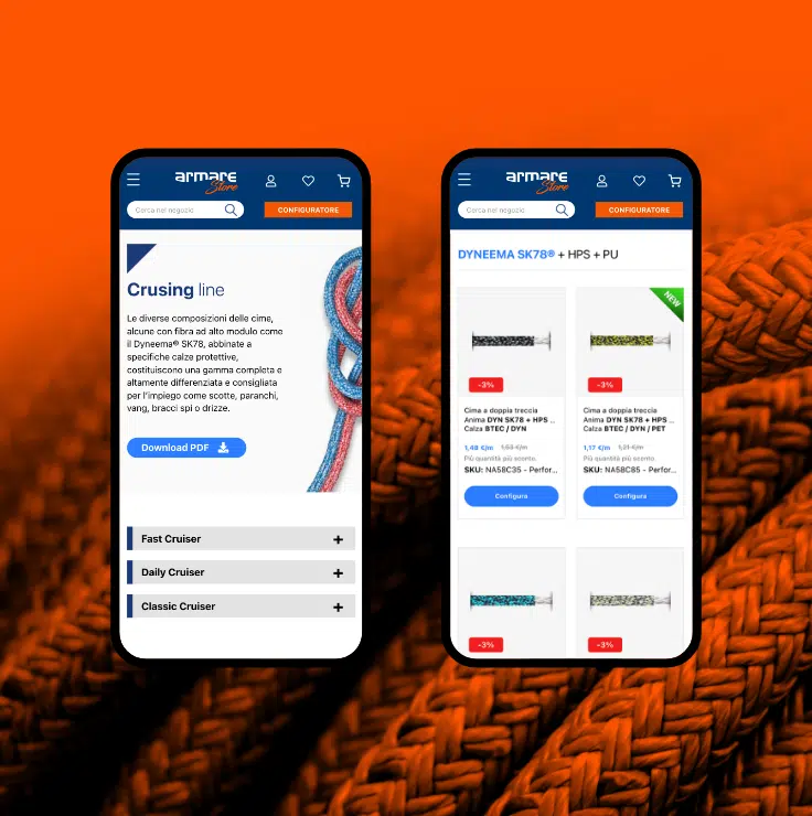 sito e-commerce per industria nautica Armare Ropes